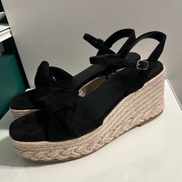The Drop Shoes - The Drop Black Platform Wedge Espadrille Style Jeremy